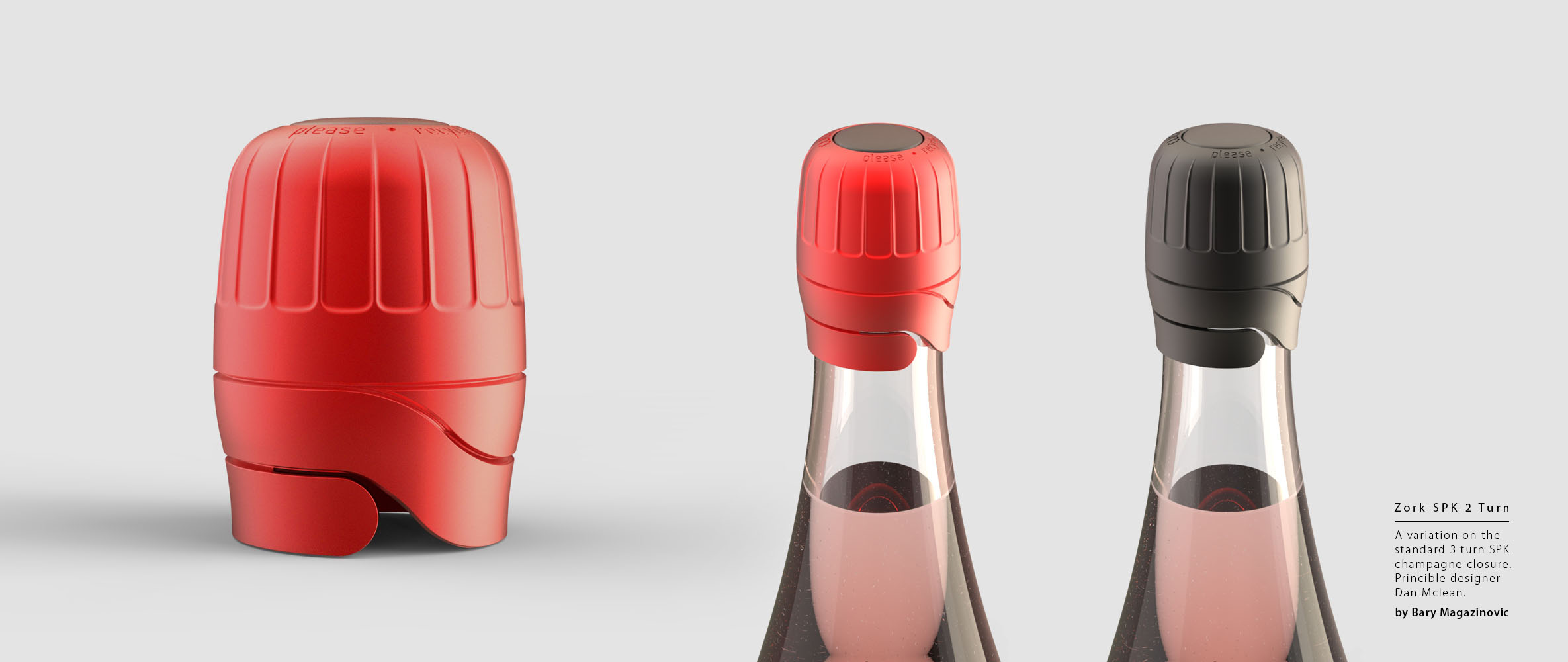 Australian Product Design Industrial Design Zork Wine closure 2 turn SPK sparkling champagne by Barry Magazinovic