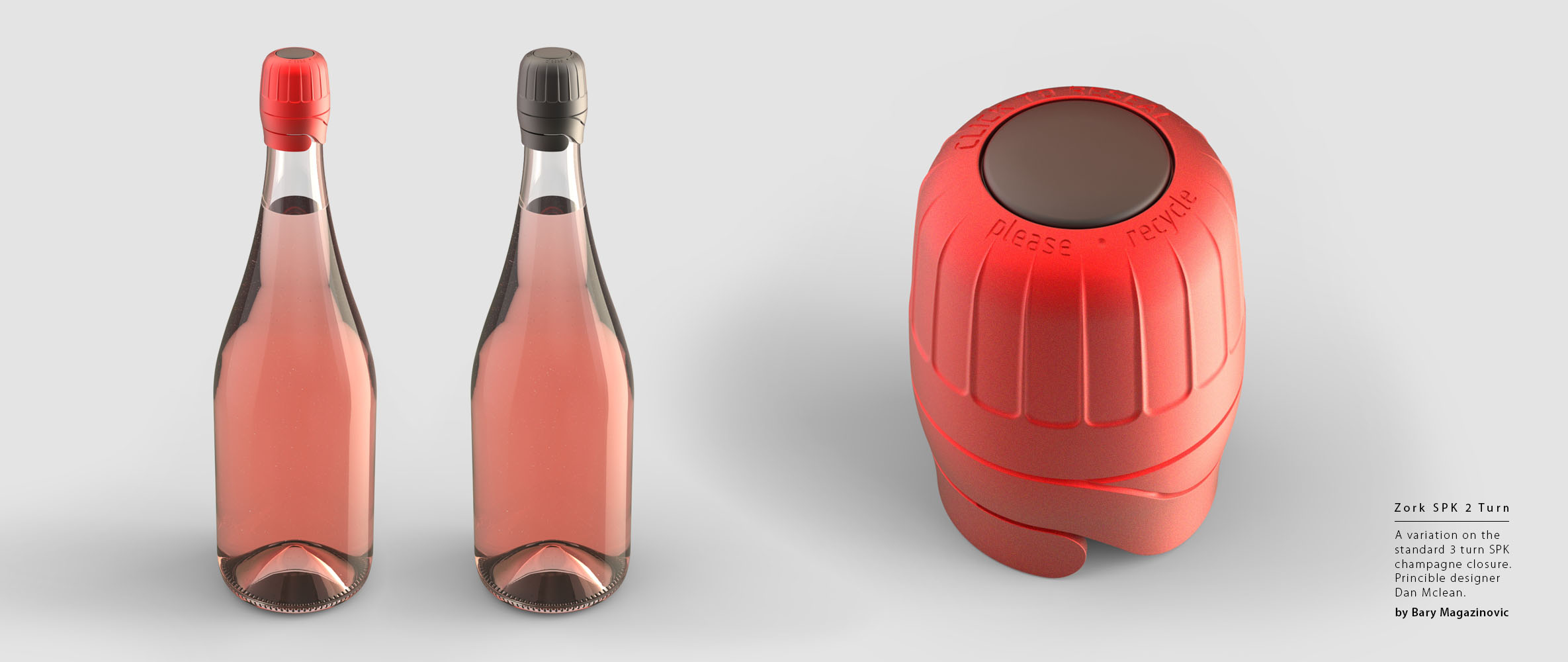 Australian Product Design Industrial Design Zork Wine closure 2 turn SPK sparkling champagne by Barry Magazinovic